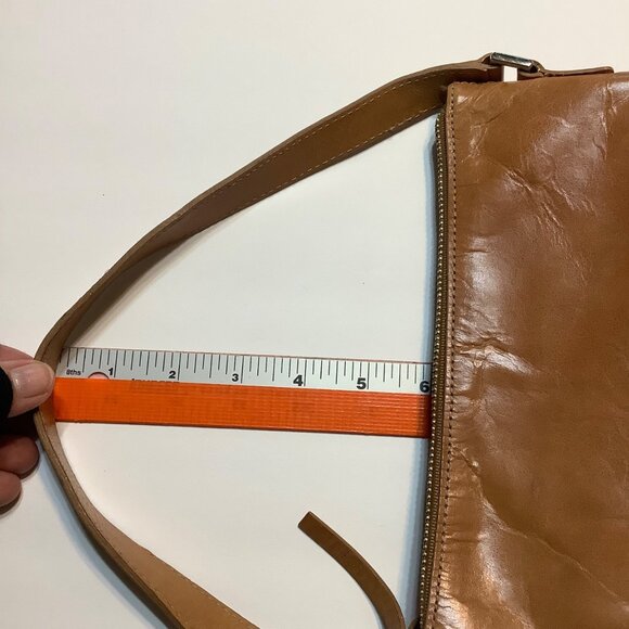 Banana Republic Cognac 100% Cow Leather Wristlet Shoulder Bag Zip Top Pocket - Picture 7 of 7